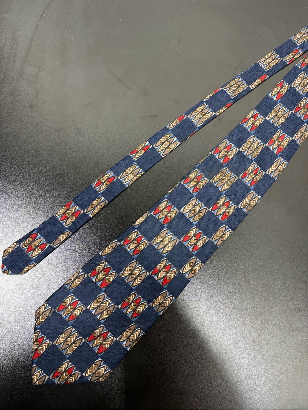 Vintage Barbara Blank New York All Silk Handmade USA Geometric Check Necktie